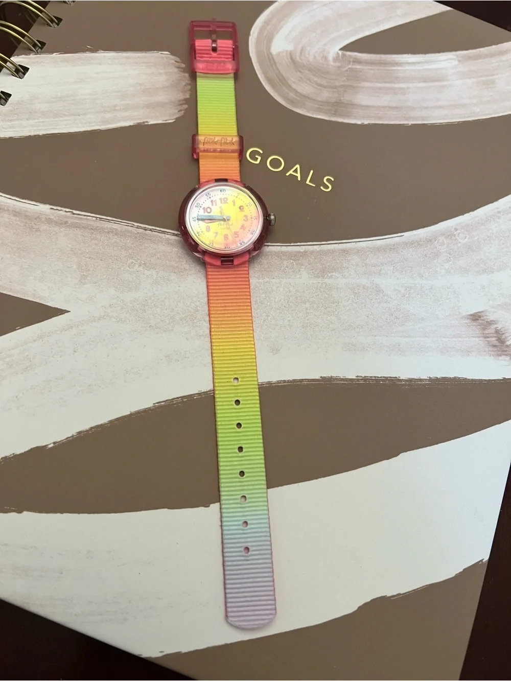 Flik Flak Rainbow Pink Kids Learning Watch with Colorful Strap